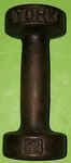 Vintage York Cast Iron 2 Lb Flat Edge Round Head Dumbell Nice Condition. Fixed Price $6.99.