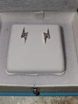 10K 1/6C Tw Cert Natural Diamond Lightning Bolt Stud Screw Backs Custom Made. Fixed Price $225.00.