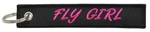 Fly Girl Embroidered Keychain. Fixed Price $9.95.