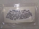 Cessna Citation Aircraft "usable Fuel Placard Decal 6200181-105 New. Fixed Price $20.00.