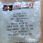 Allfast AF2250-6-4 NAS1738B6-4 CR2249-6-4 Steel Blind Rivets 3/16 100 Pack. Fixed Price $28.98.