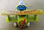 Vintage 1982 Ertl Smurfs #2 Aero-smurf Diecast Airplane Missing Back Tire. Fixed Price $11.99.
