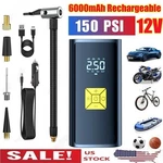 150 Psi Air Compressor Inflator Fits Car Moto Bike Tires Pump Cordless. Fixed Price $17.69.