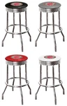 Chrome Bar Stool 31" Tall Vintage Gas Auto Garage Theme Logo Swivel Seat. Fixed Price $184.88.