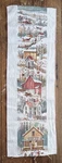 Vintage Hand Stitched Needlepoint Winter Village Americana Bell Pull Panel *cut. Fixed Price $39.00.