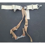 Vintage 1962 Military Aircraft Pilot Seat Belt Harness Assembly Tan July. Fixed Price $200.00.