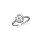 Peace Sign Ring With Cubic Zirconia Rhodium Sterling Silver, 6. Fixed Price $30.76.