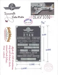 Ryan Aircraft Navion Data Plate. Fixed Price $285.00.