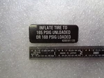 Cessna Citation Aircraft "inflate Tire 165 Psig" Placard Decal 6200181-120. Fixed Price $10.00.