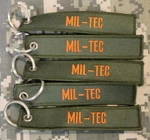 5 Double-sided "mil-tec" Keychains Luggage Tag Fob Split Ring Pull Tab. Fixed Price $7.95.