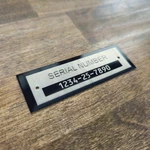 Custom 1"X3" Serial Identification Number Silver Plate Information Tag. Fixed Price $15.99.