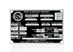 Pratt & Whitney R-985-AN Repro Data Plate Radial Engine Ww Ii Aviation DPL-0111. Fixed Price $16.95.