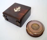 Brass Compass Wooden Box Case Stanley London Hiking Navigation Pocket. Fixed Price $33.43.