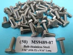 (50) Stainless Steel 3/16 X 9/16 Military Standards Aircraft Bolts MS9589-07. Fixed Price $25.00.