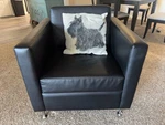 Persuasion Onyx Black Accent Chair Armless Modern Chrome Legs Polyurethane Foam. Fixed Price $199.00.