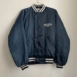 Dunbrooke Strick National Parts Satin Bomber Jacket Men Blue Large Made Usa. Fixed Price $24.95.