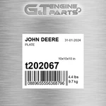 T202067 Plate Fits John Deere (surplus Open Box). Fixed Price $142.40.