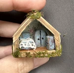1" Micro Miniature Fairy Cottage Room Box Ooak Handmade Woodland Decor. Fixed Price $19.99.