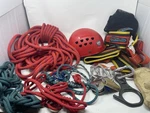 Climbing Rescue Gear Lot Red Petzl Helmet Cmi Pulley Gibbs Ascender Rope. Fixed Price $193.80.