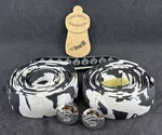 Nos Vintage Cinelli Cork White & Black Macrosplash Handlebar Tape Chrome Plugs. Fixed Price $12.99.