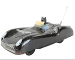 Rare 1966 Alps Friction Drive Tin-litho Black Knight Batmobile With Batman. Fixed Price $1525.00.