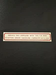 Cessna Aircraft Placard, P/n 1505087-5 (new Surplus) (st). Fixed Price $19.00.
