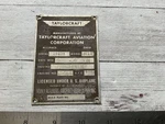 Original Wwii Era Taylorcraft BC12D Aircraft Name Plate 1946. Fixed Price $99.77.
