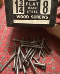 Vintage National Co. 1-3/4 NO.8 Flat Steel Wood Screws Usa Nos 25PC. Fixed Price $10.99.