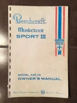 Beech Aircraft Musketeer Sport Iii A23-19 Owner's Manual. Fixed Price $105.34.