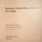 Honeywell/sperry RTA-1003 Receiver Transmitter Antenna Maintenance Manual. Fixed Price $150.00.